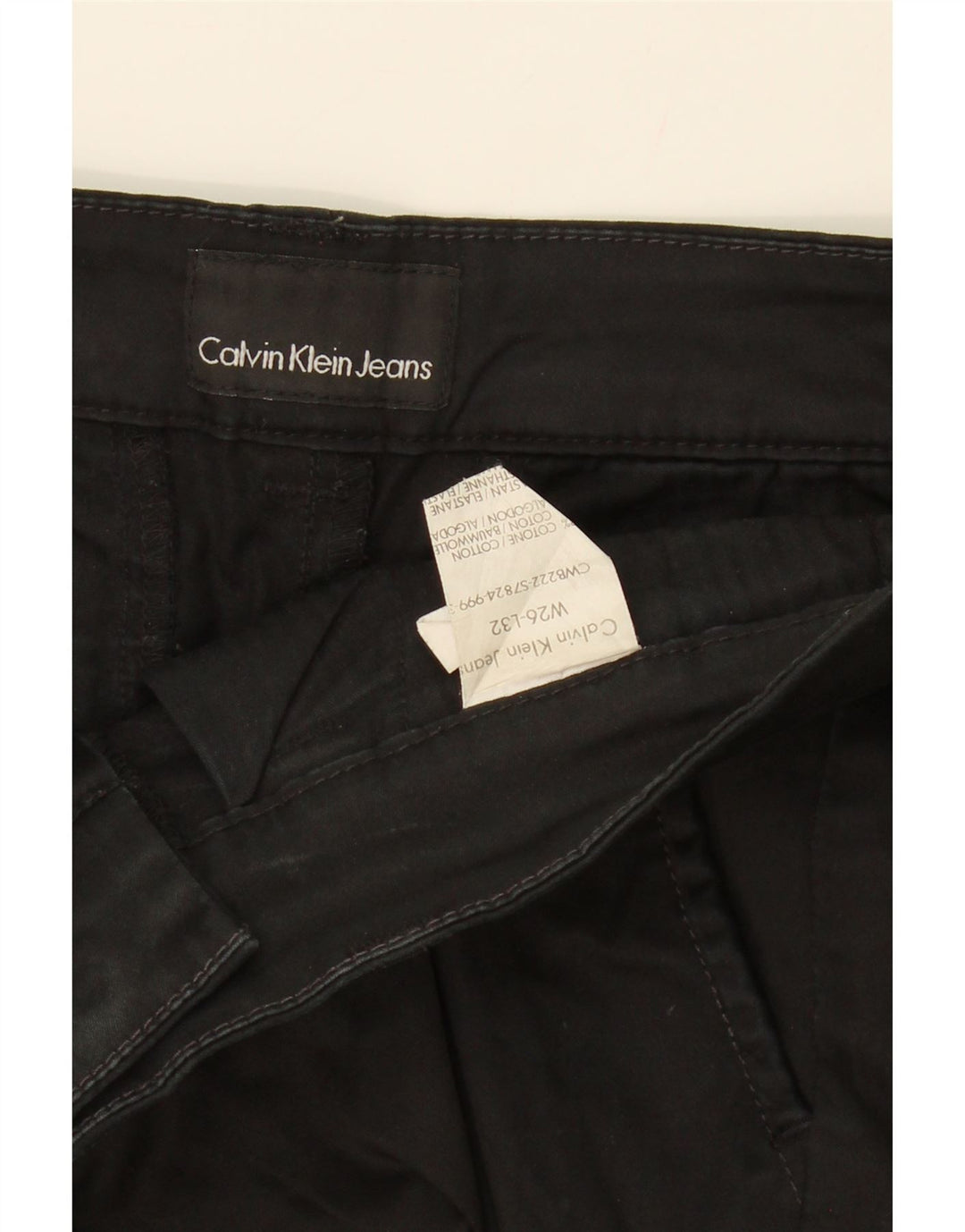 CALVIN KLEIN Womens Slim Chino Trousers W26 L32 Black Cotton Vintage Calvin Klein and Second-Hand Calvin Klein from Messina Hembry 