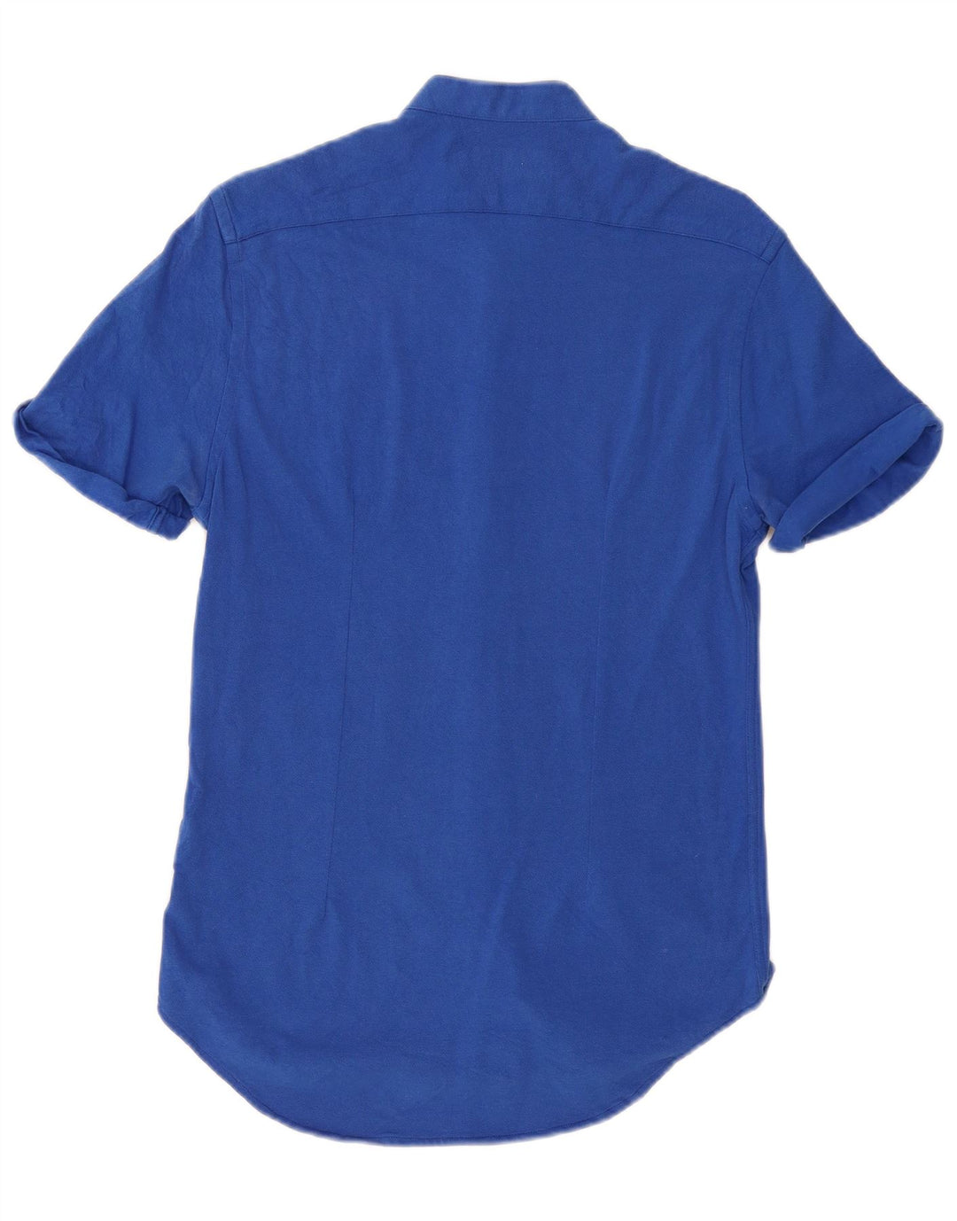 Camisa masculina ZARA Slim Fit manga curta azul médio algodão