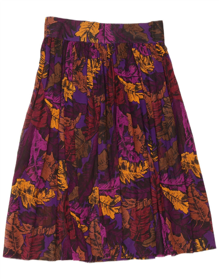 Saia plissada feminina vintage US 6 médio W32 floral multicolorido