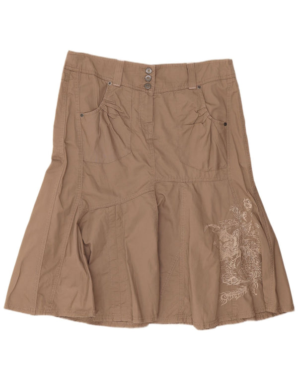 Saia trompete feminina Marks & Spencer UK 16 grande W34 algodão bege