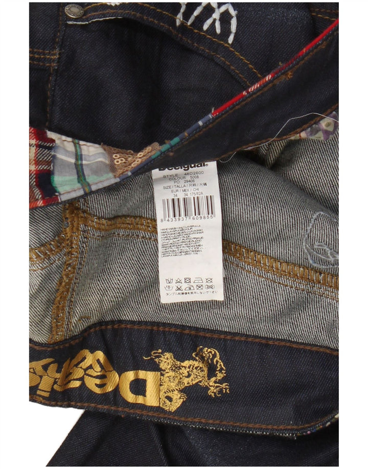 Desigual Jeans Slim Feminino W34 L33 Azul Marinho Algodão