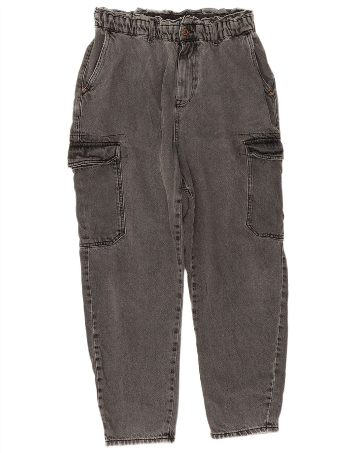Zara Womens Crop Cargo Loose Jeans EU 40 Médio W32 L25 Algodão Cinza