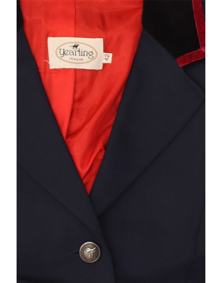 Jaqueta blazer feminina vintage com 4 botões IT 42 lã azul marinho médio