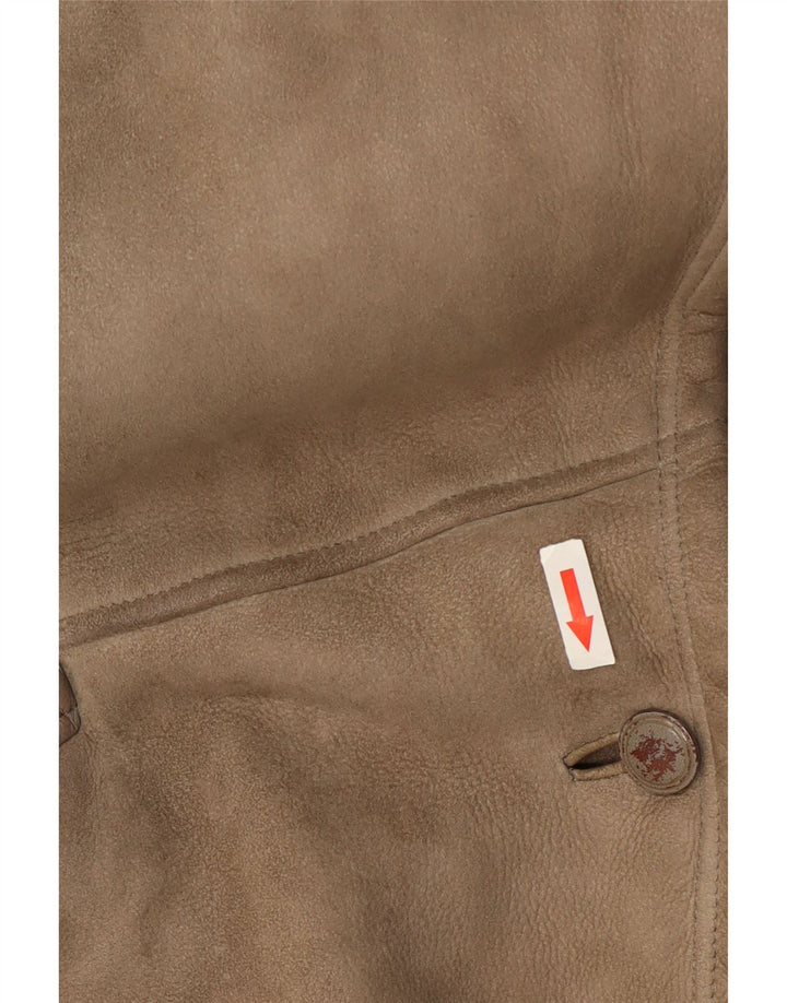 Jaqueta feminina Genny Shearling US 6 couro cinza médio