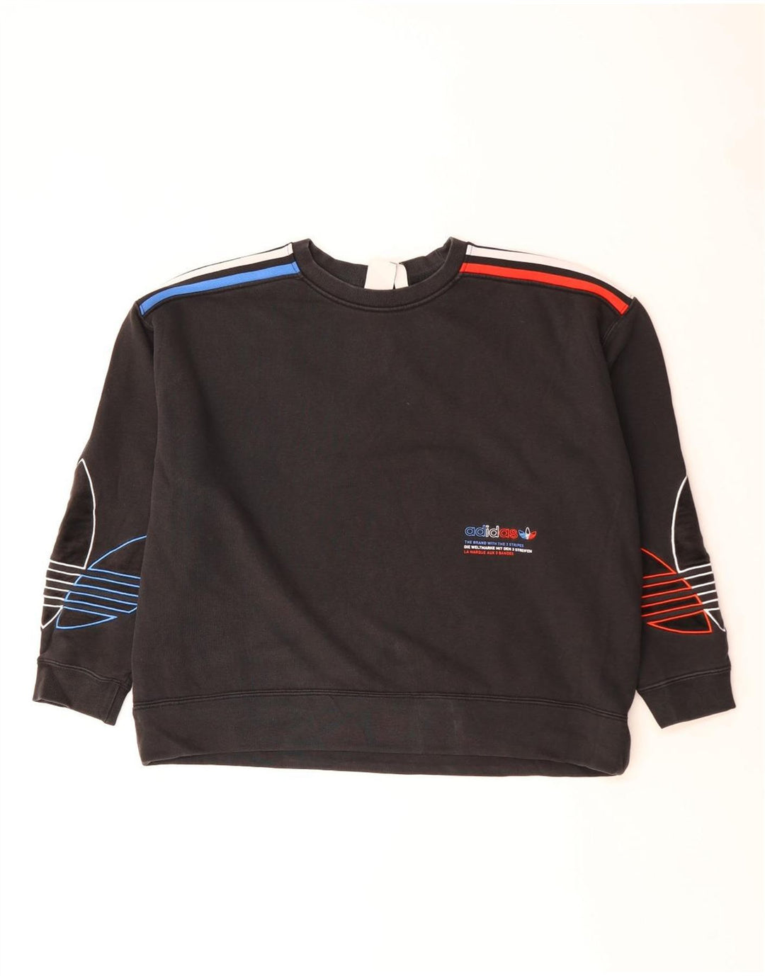 Adidas feminino três listras moletom jumper reino unido 14 grande preto