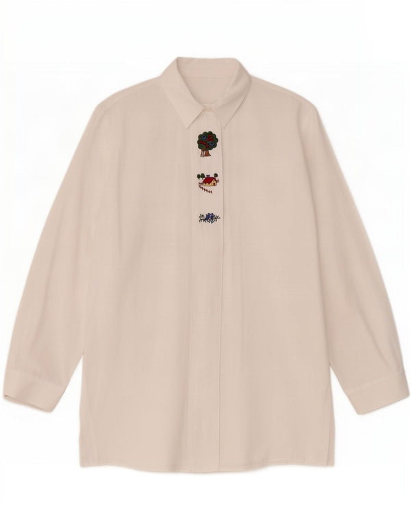 Camisa feminina vintage UK 16 grande branca