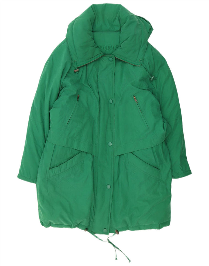 Casaco acolchoado superdimensionado feminino VINTAGE EU 42 poliéster verde grande