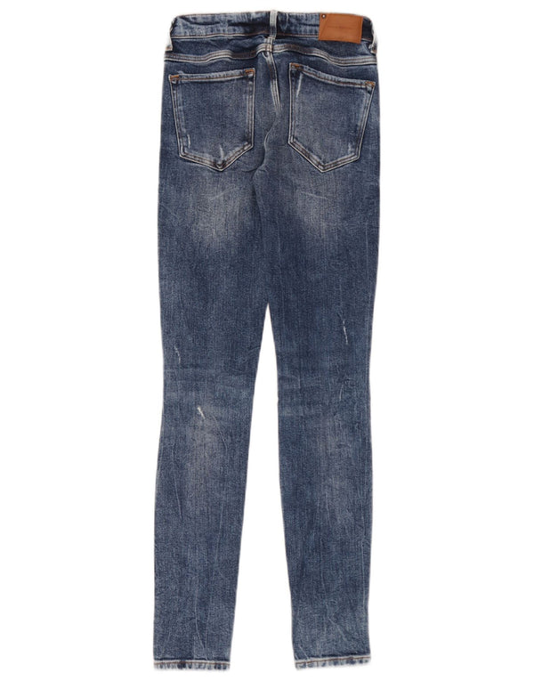 Zara Mulher Trafaluc Jeans Skinny Desgastados EU 32 2XS W22 L30 Azul
