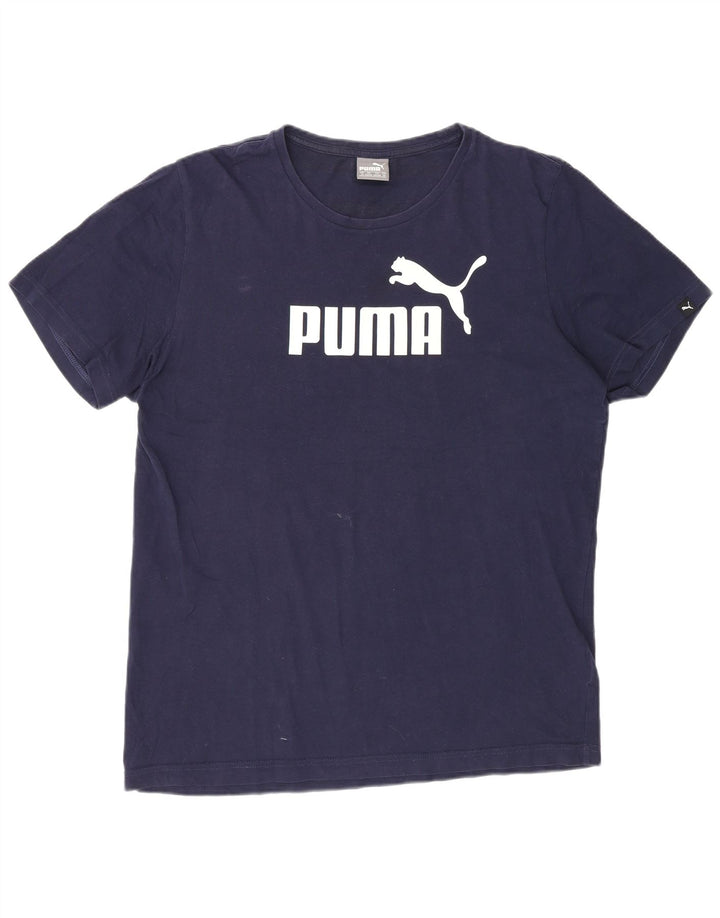 Camiseta masculina Puma Graphic Top Médio Algodão Azul Marinho