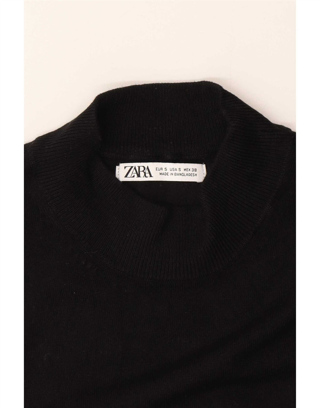 Zara Suéter masculino de manga curta com gola tartaruga pequeno preto