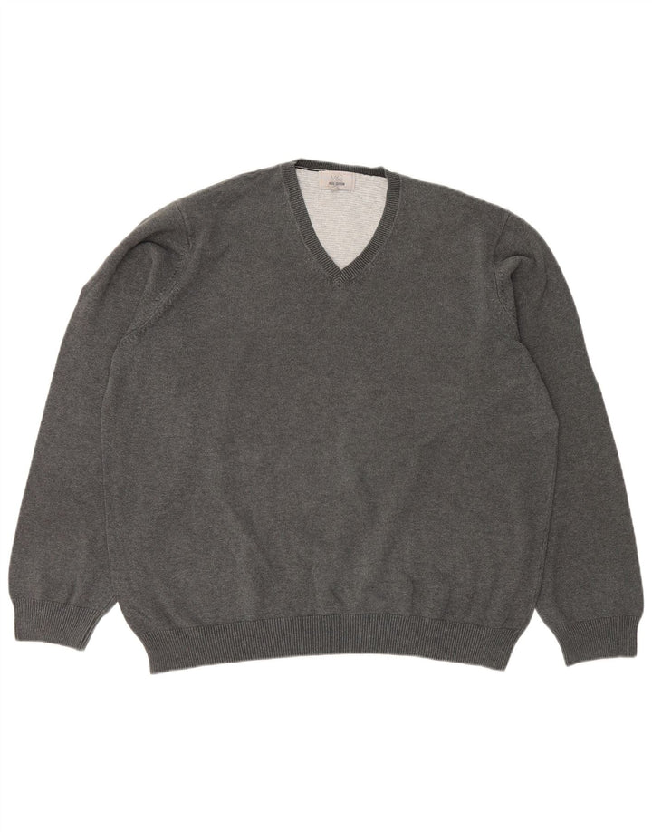 Suéter masculino Marks & Spencer com decote em V 2XL algodão cinza