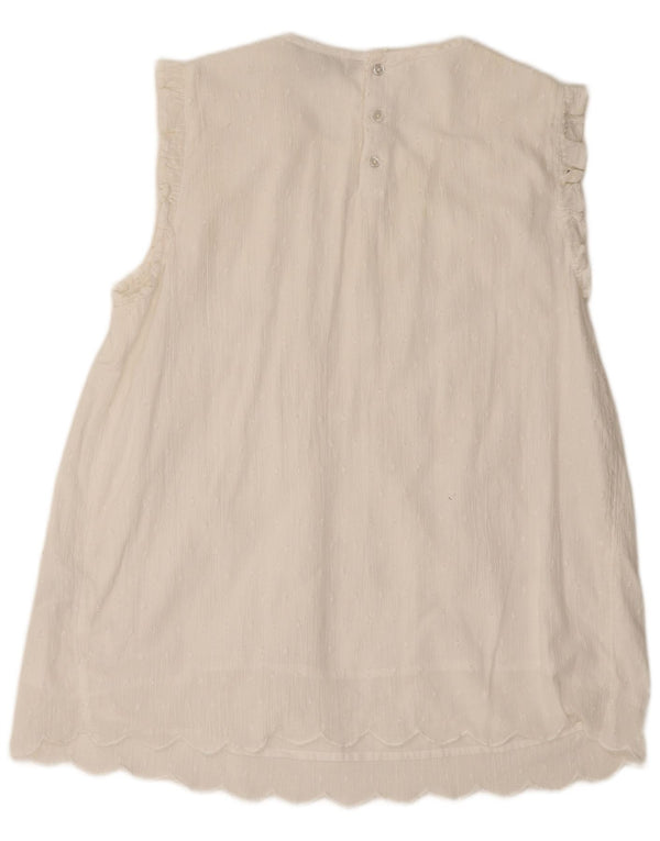 Blusa feminina sem mangas Crew Clothing Top UK 12 algodão branco médio