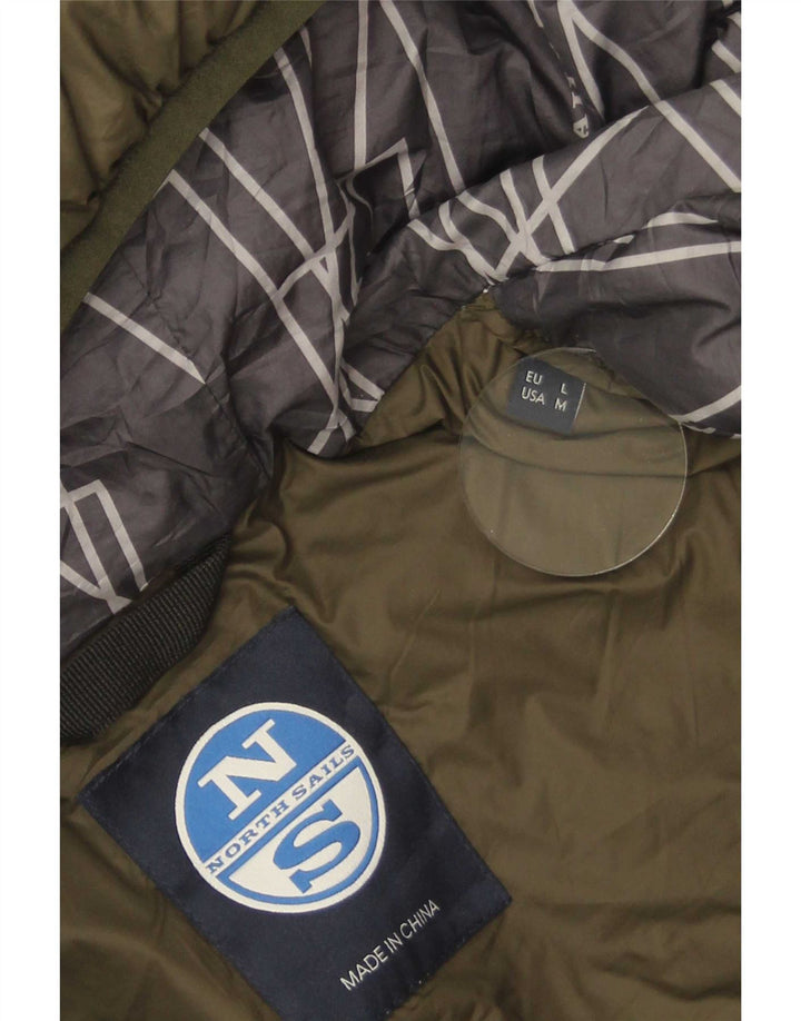 Jaqueta masculina acolchoada com capuz North Sails UK 40 grande poliamida cáqui