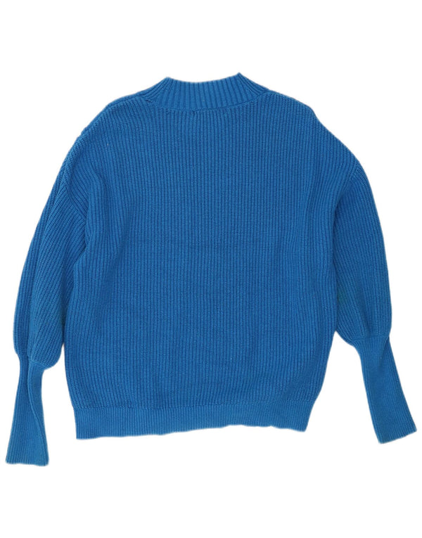 Suéter feminino Marks & Spencer com gola tartaruga Reino Unido 16 grande viscose azul