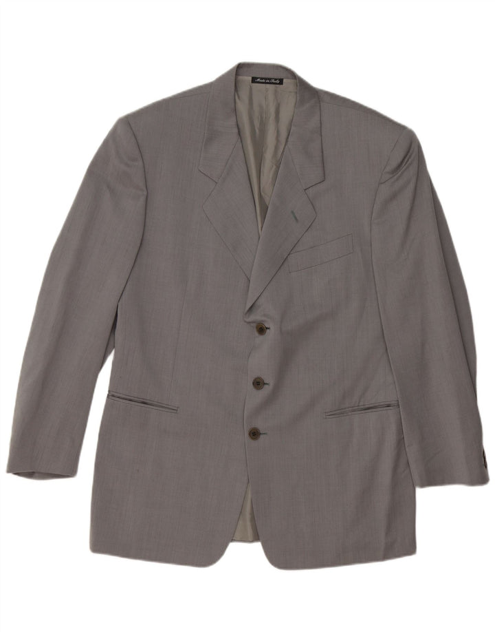 Jaqueta blazer masculina de 3 botões PAL ZILERI IT 50 grande lã virgem cinza