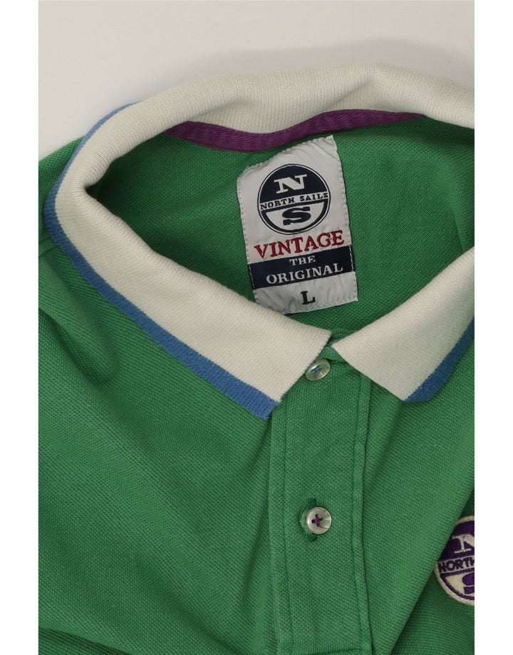 Camisa polo masculina de rugby North Sails grande listrada verde