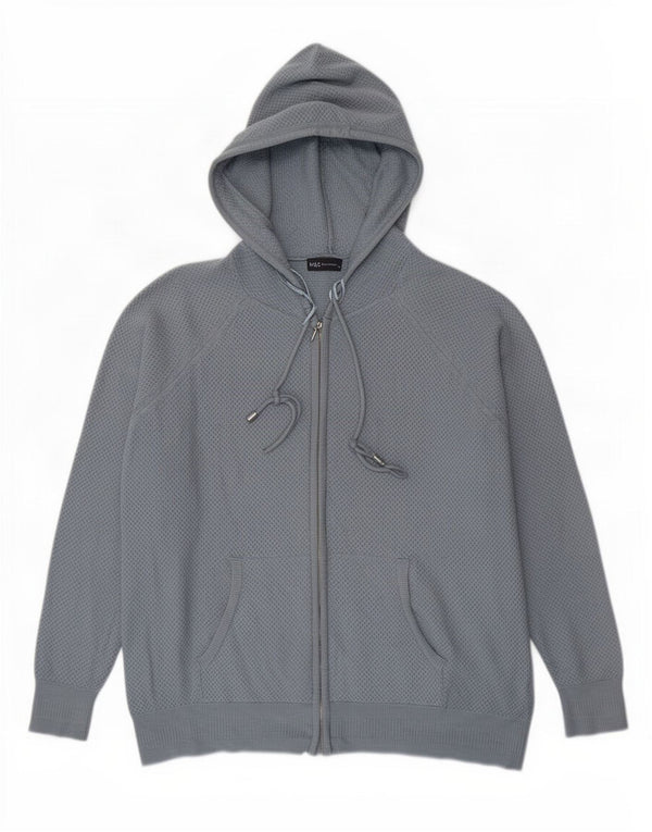 Suéter cardigã feminino com capuz Marks & Spencer Reino Unido 16 grande viscose azul