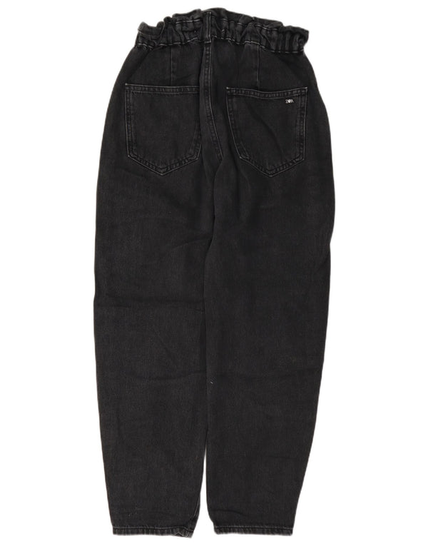 Calça jeans feminina Zara cintura alta cortada EU 36 XS W26 L25 algodão cinza