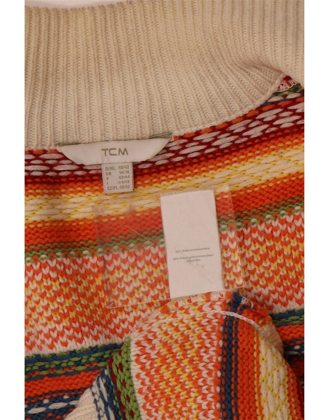 Suéter cardigã feminino TCM UK 14/16 grande multicolorido Fair Isle