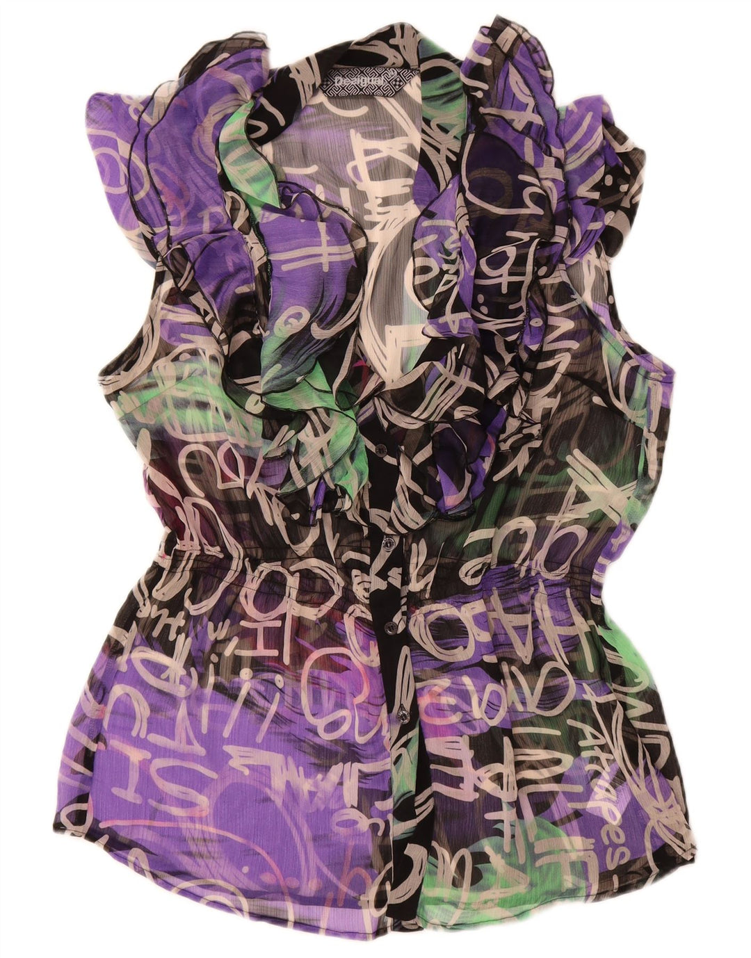 Blusa feminina de camisa gráfica Desigual EU 44 XL poliéster multicolorido