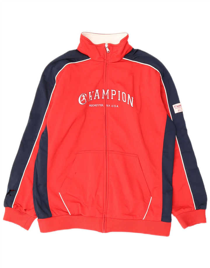 CHAMPION Boys Graphic Tracksuit Top Jacket 13-14 Anos XL Vermelho Colorblock