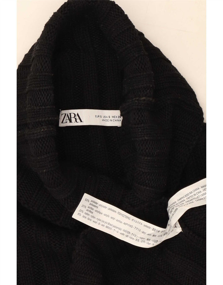 Zara Womens Vest Tank Top UK 10 Pequeno Poliéster Preto