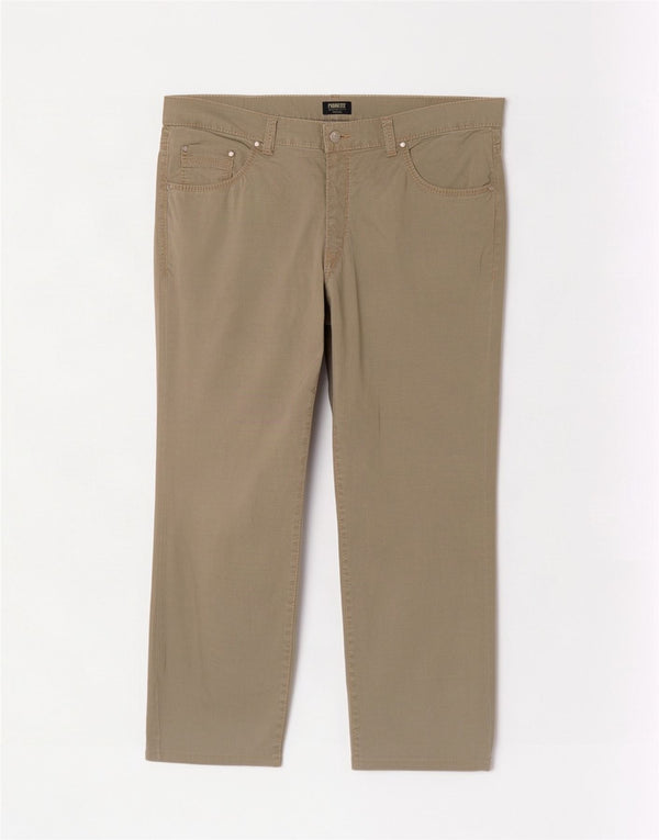 Calça casual masculina Rando Straight da Pioneer W42 L30 algodão bege