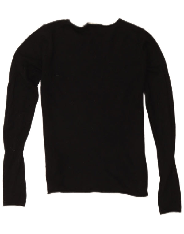 Top feminino Zara manga comprida UK 10 pequeno modal preto