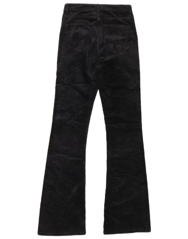 Calça feminina de veludo cotelê Zara EU 34 2XS W24 L32 preta