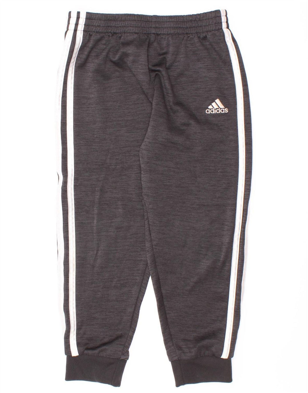 Adidas meninos calças de treino joggers 5-6 anos poliéster manchado cinza