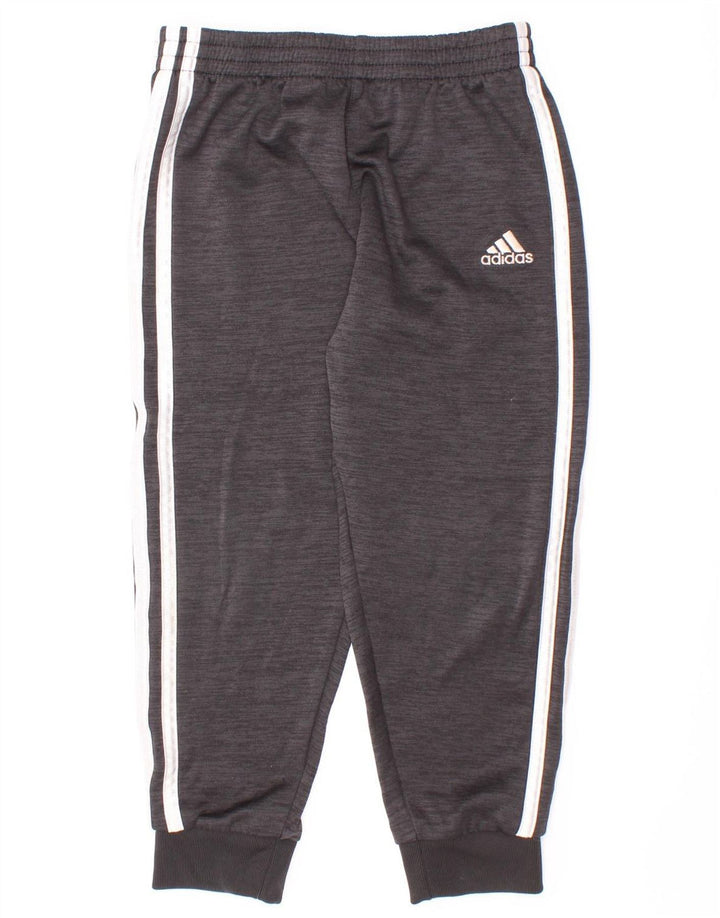 Adidas meninos calças de treino joggers 5-6 anos poliéster manchado cinza
