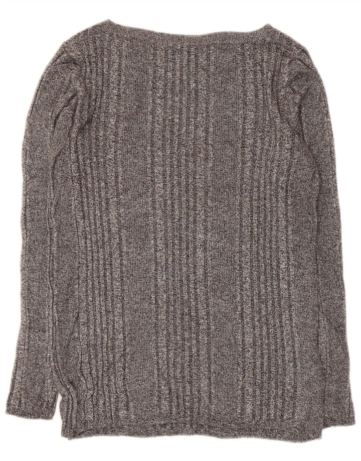Suéter feminino Marks & Spencer com gola canoa Reino Unido 12 cinza médio manchado
