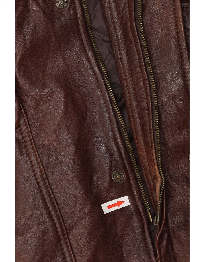 Jaqueta de couro masculina MAESTRO ARTIEIANO UK 44 2XL couro marrom