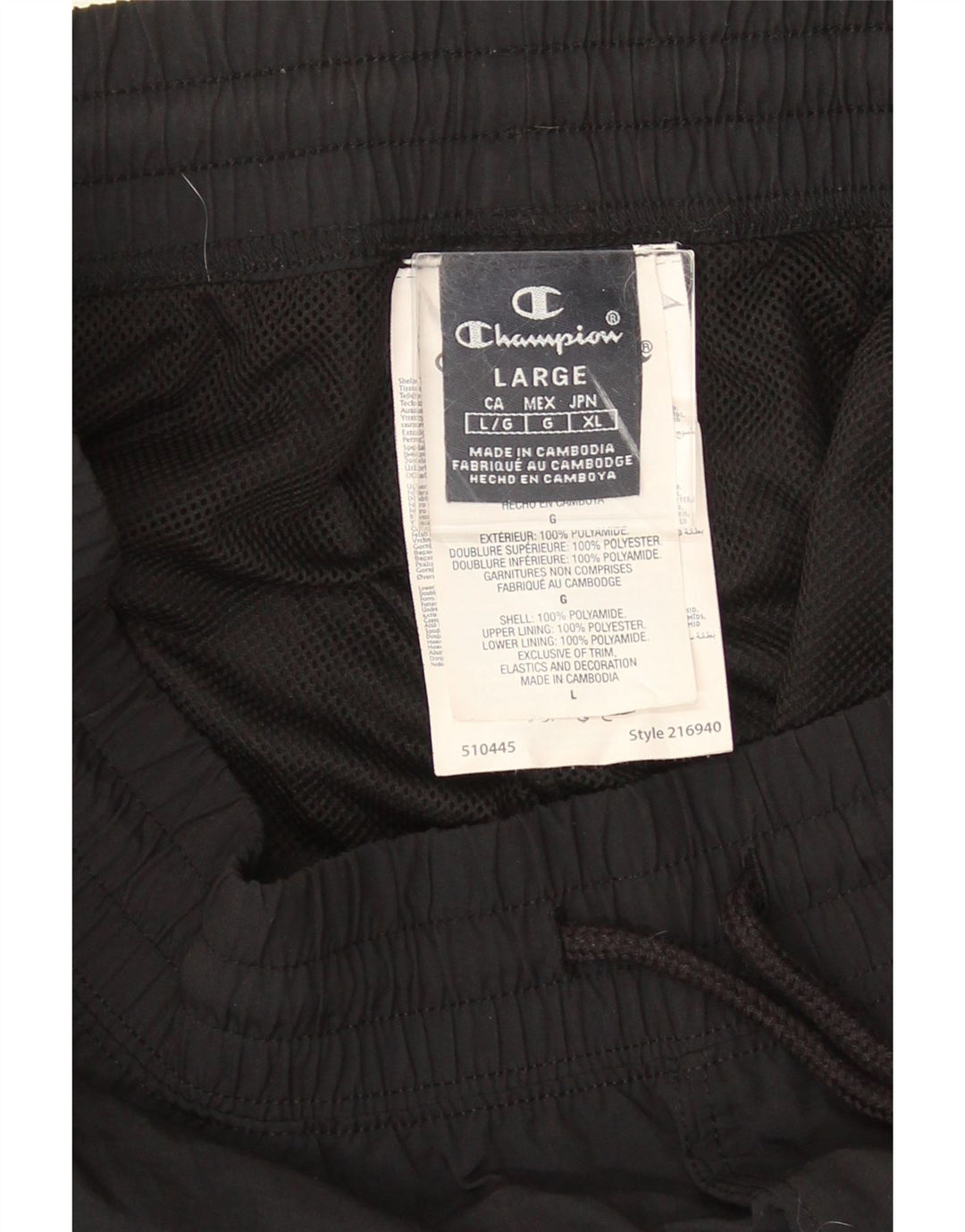 Calça esportiva masculina Champion Cargo grande poliéster preto