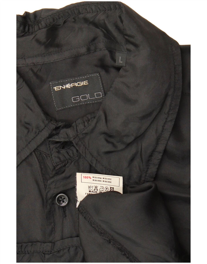 Camisa masculina Energie grande viscose preta
