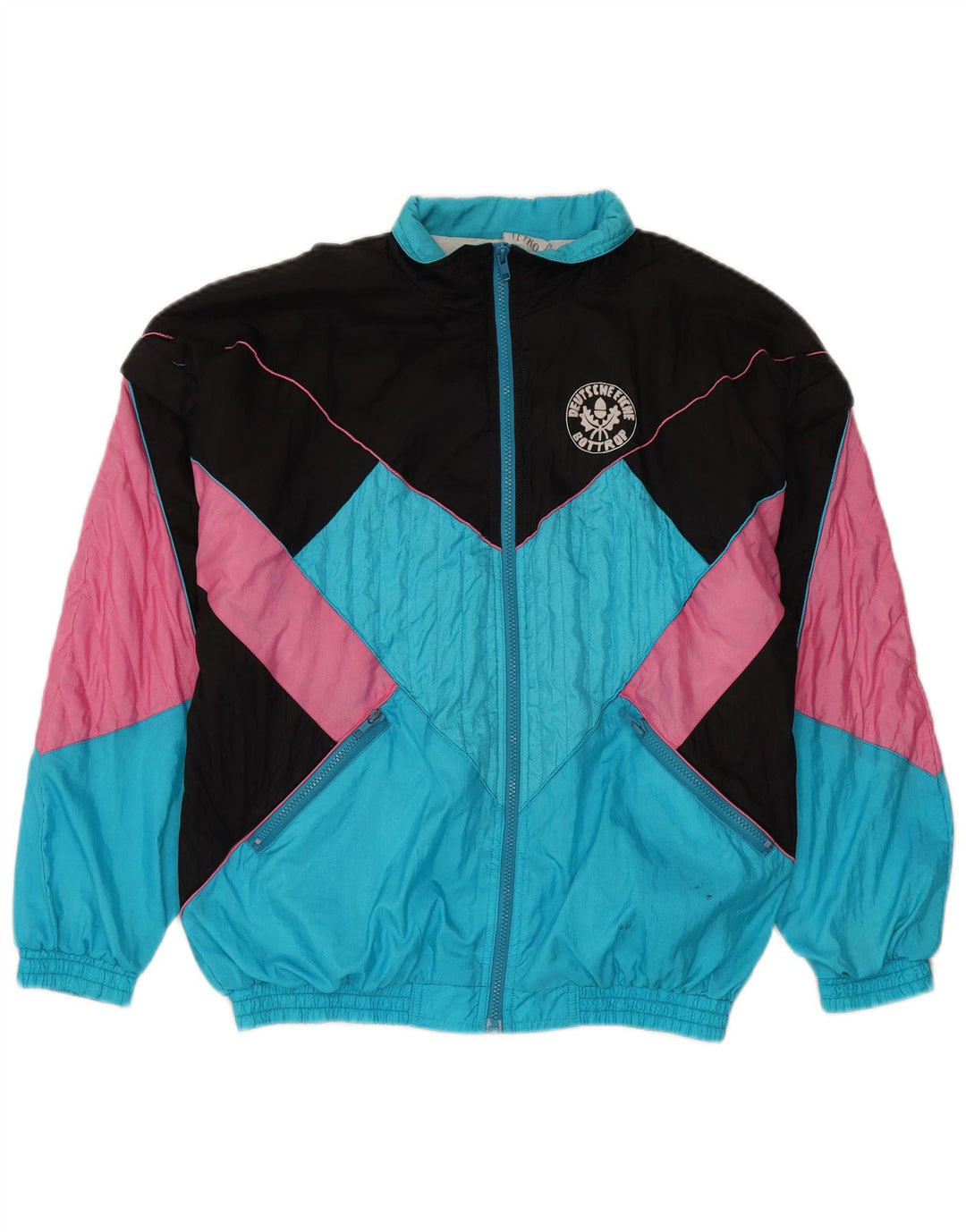 Jaqueta superior de agasalho masculino vintage médio azul colorblock nylon
