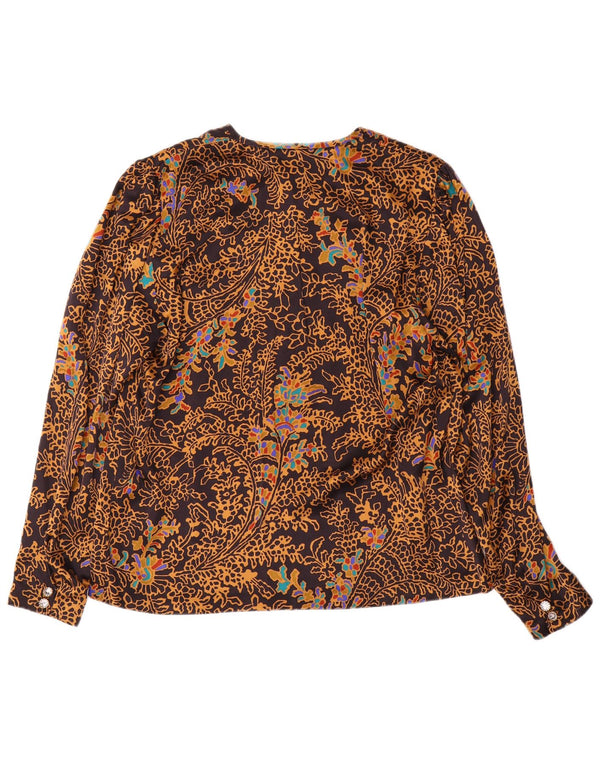 Blusa feminina Domina IT 48 XL marrom floral seda