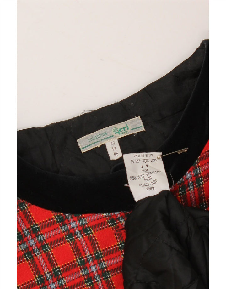 Jaqueta bomber feminina vintage IT 40 pequena lã xadrez vermelha