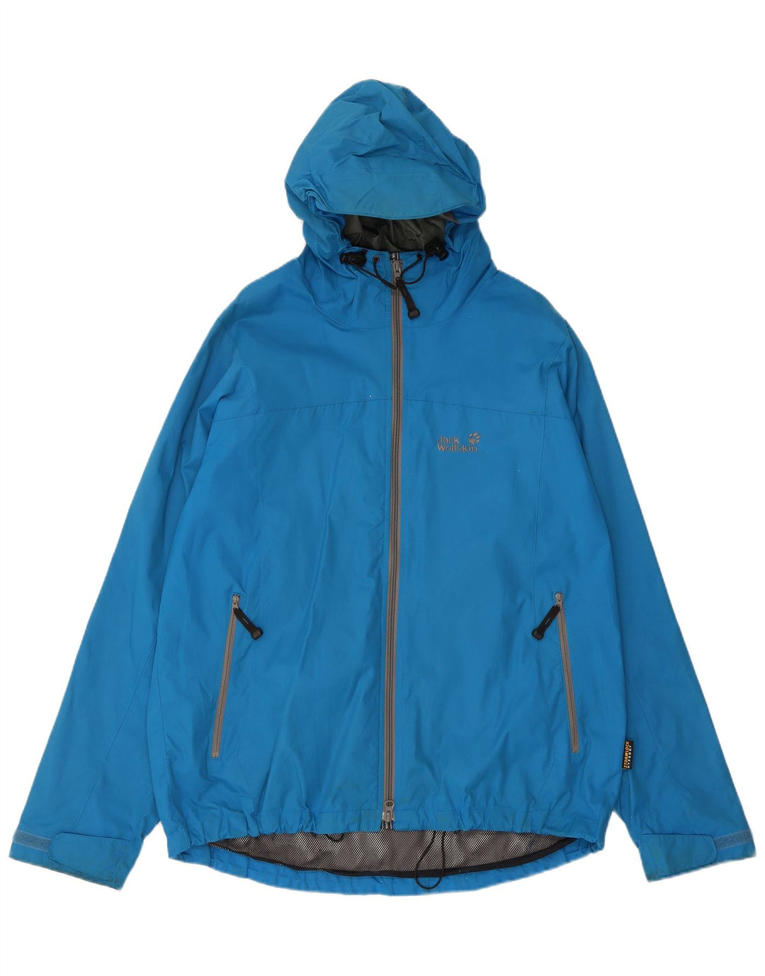 Jaqueta de chuva masculina JACK WOLFSKIN com capuz UK 40 grande azul poliamida