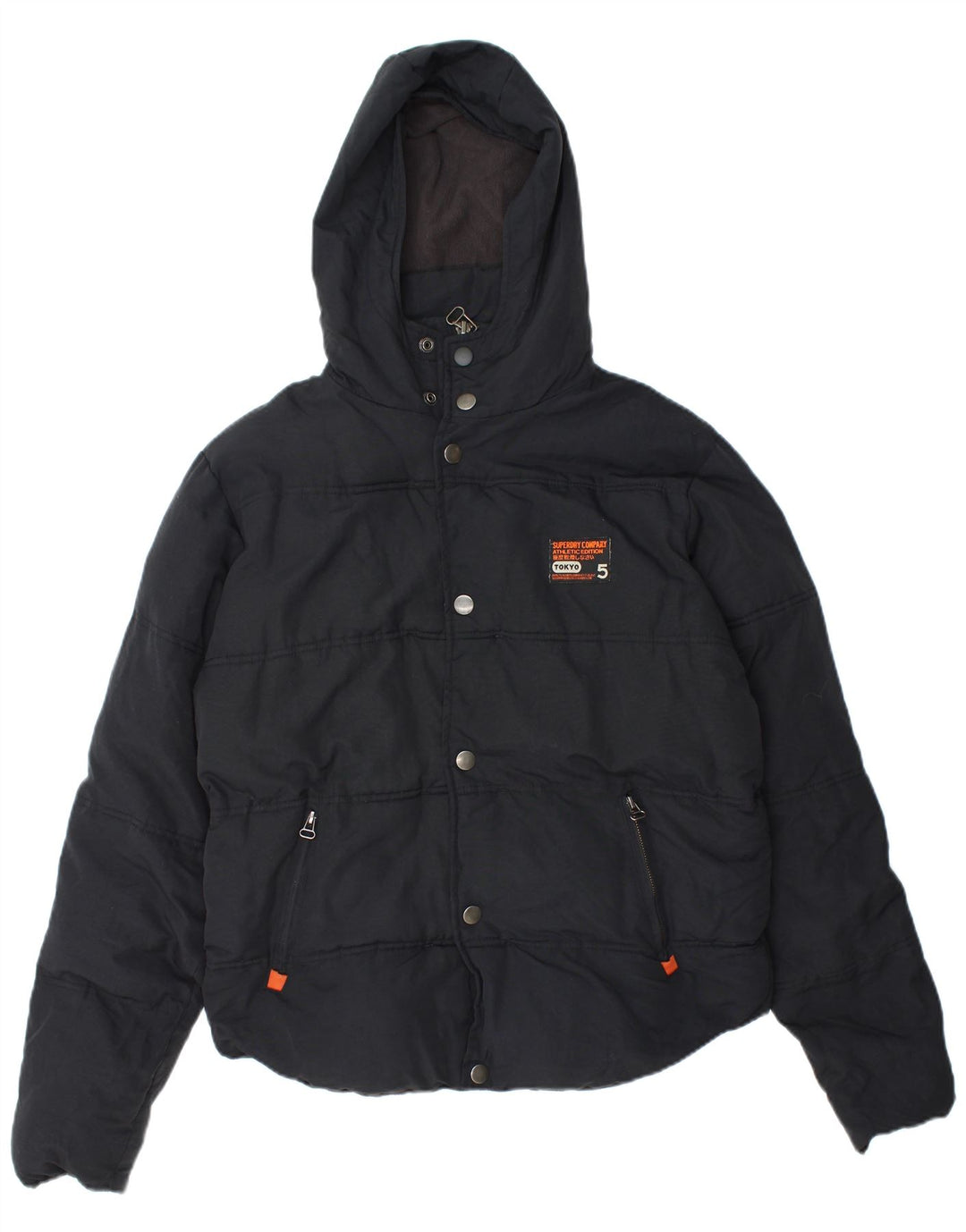 Jaqueta acolchoada masculina Superdry com capuz UK 40 grande nylon azul marinho