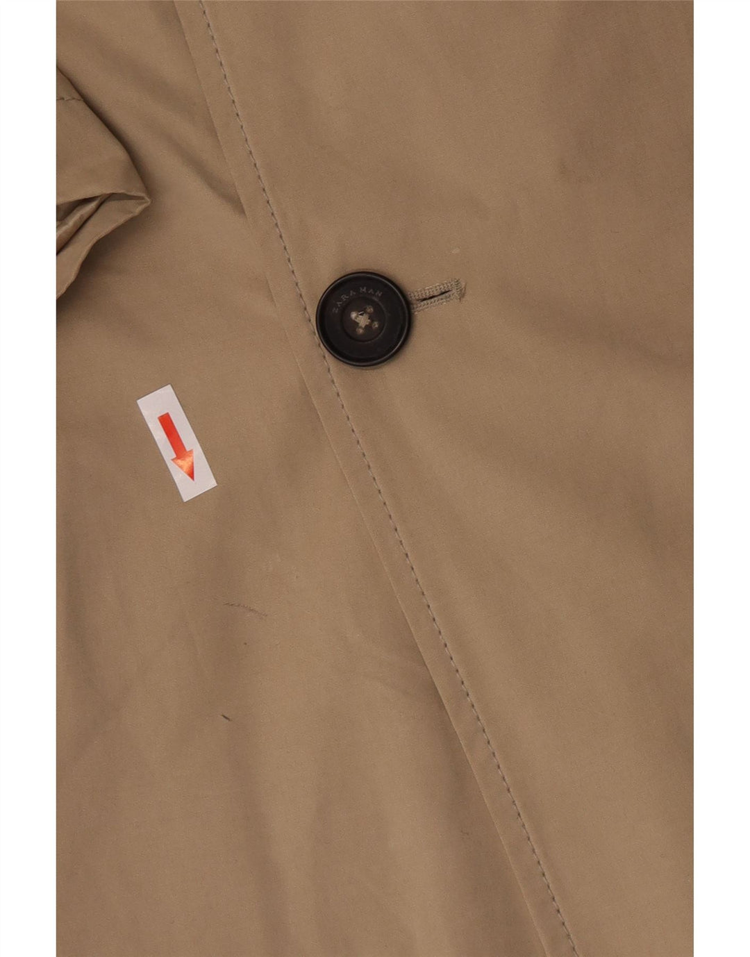 Zara Mens Trench Coat UK 38 Poliéster Bege Médio