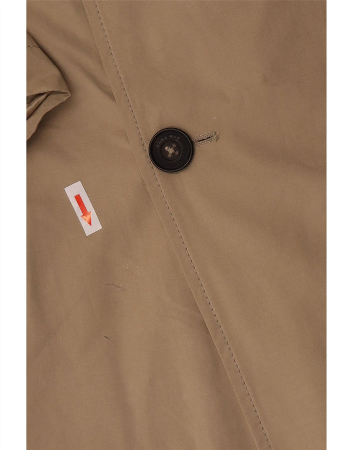 Zara Mens Trench Coat UK 38 Poliéster Bege Médio