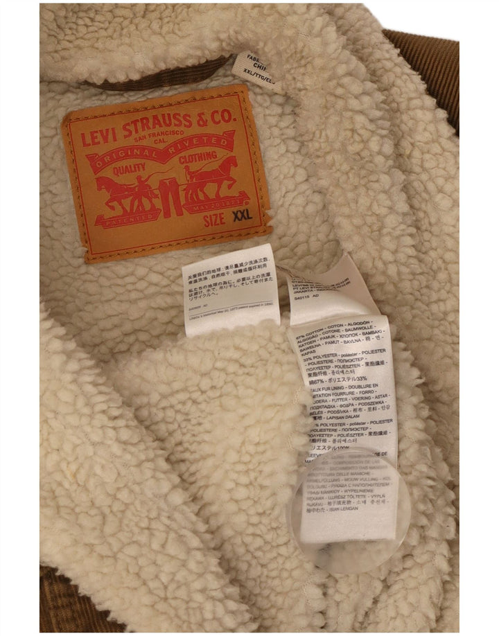 Jaqueta masculina de veludo sherpa LEVI'S Reino Unido 44 2XL algodão bege