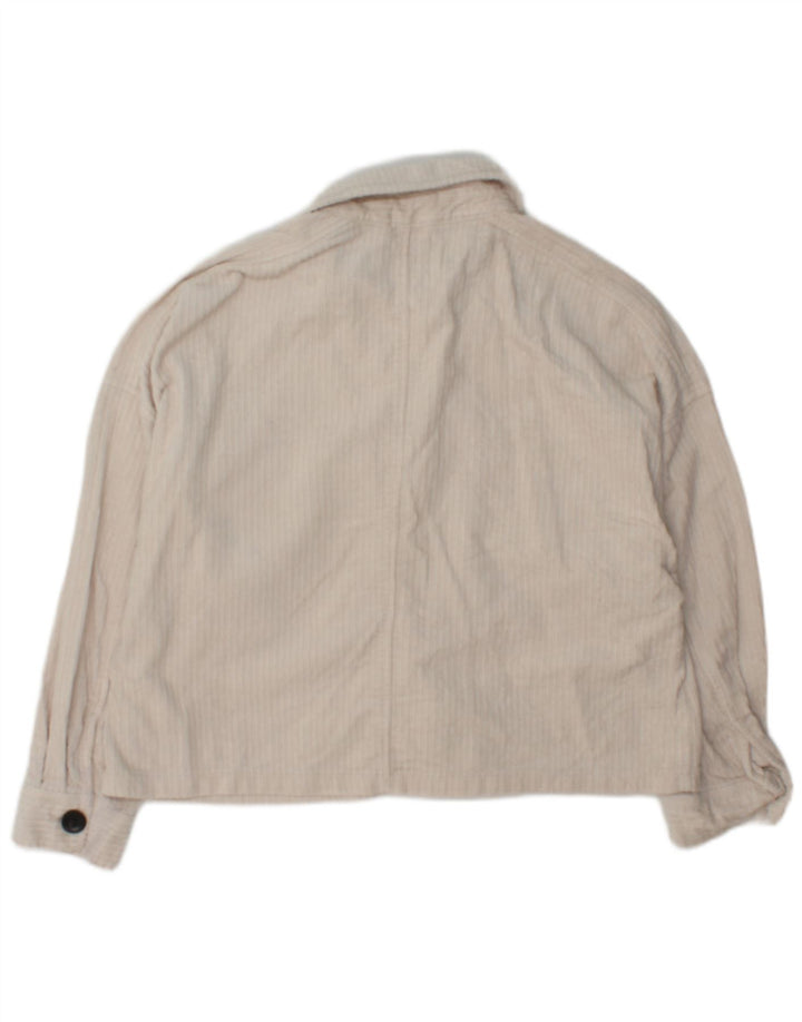 Jaqueta feminina de veludo Zara UK 14 algodão branco médio