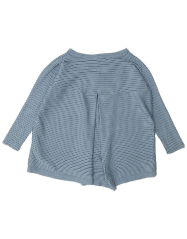 Top feminino regular Phase Eight manga 3/4 Reino Unido 14 viscose listrada azul grande