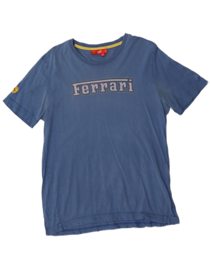Camiseta masculina Puma Ferrari Graphic Top Azul Médio