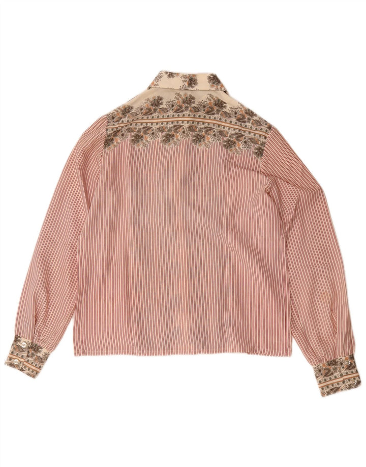 Camisa feminina vintage EU 38 poliéster listrado vermelho médio