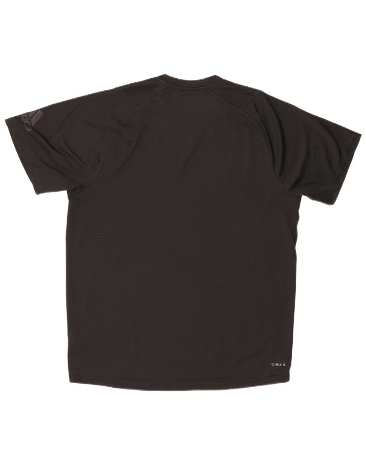 ADIDAS Mens Climalite Graphic T-Shirt Top Grande Poliéster Preto