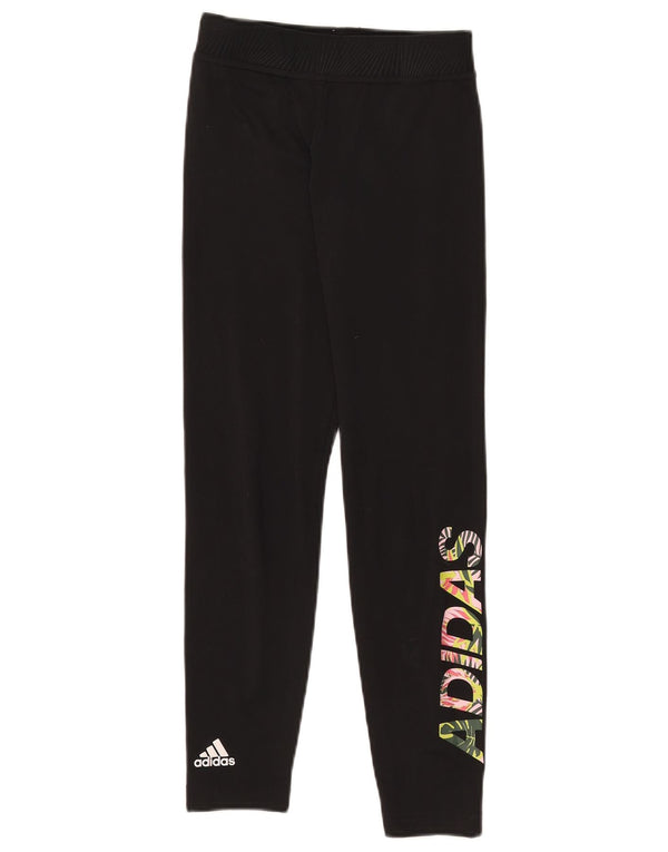 Leggings gráficas Adidas para meninas 11-12 anos W24 L25 poliéster preto