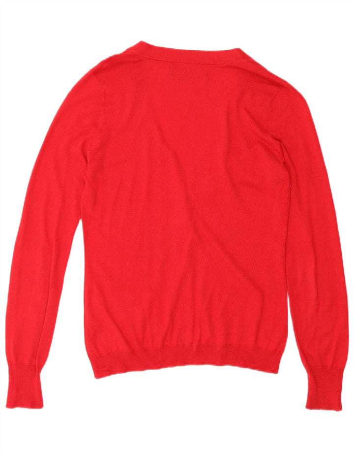 Suéter cardigã feminino Zara UK 10 pequeno seda vermelha